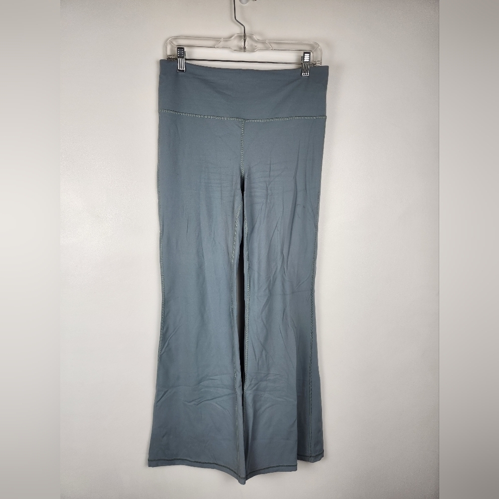Athleta Elation Flare Pant Dusty Blue Sage High Rise Yoga Legging Size Large L
